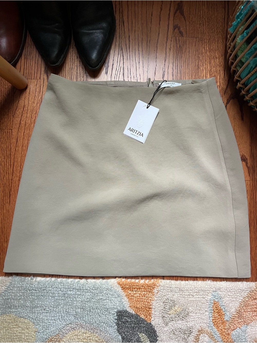 Aritzia Sage Green Mini Skirt - Clean A-Line Silhouette